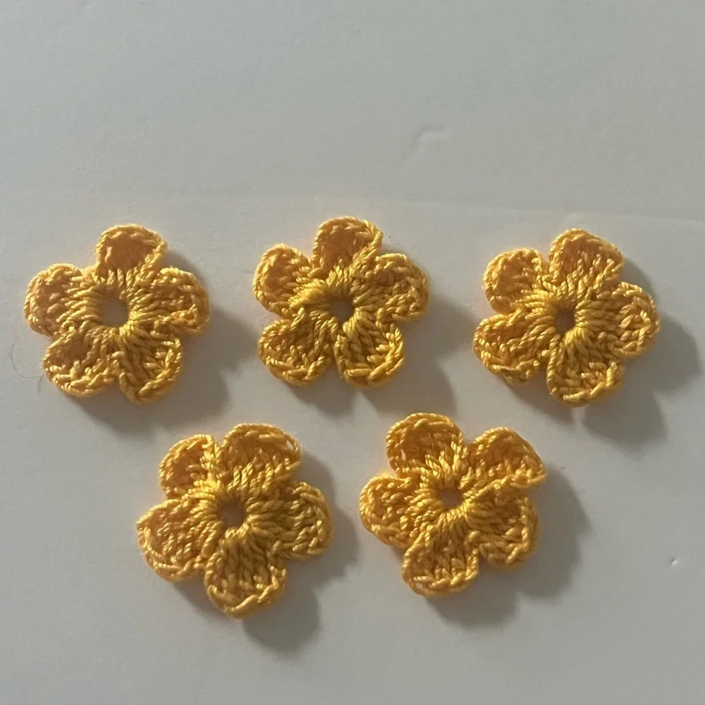 Orange  Crochet Flower Earrings 5 pcs set
